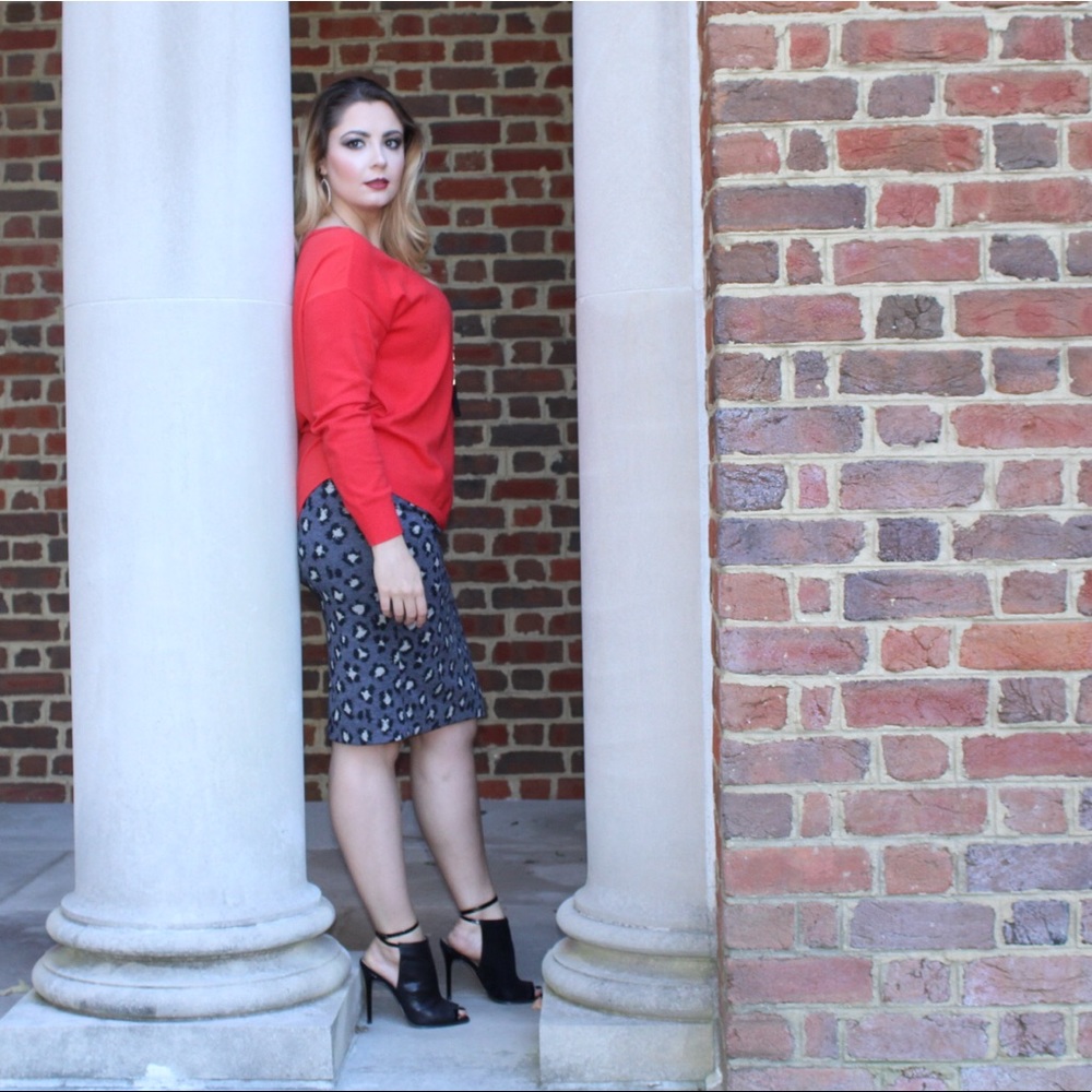 LOFT Animal Print Pencil Skirt